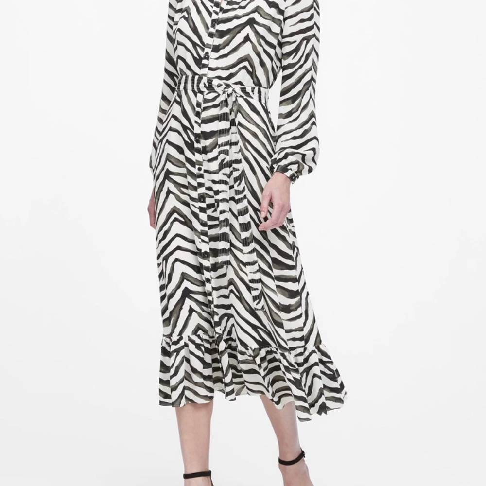 Banana republic Zebra shirt dress midi